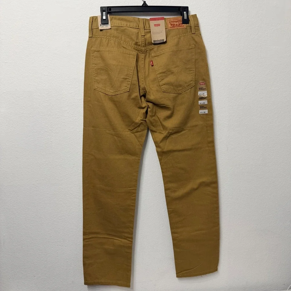 Levis 505 Regular Fit Straight Leg Pants Mustard Yellow Ochre 27x30 Mens